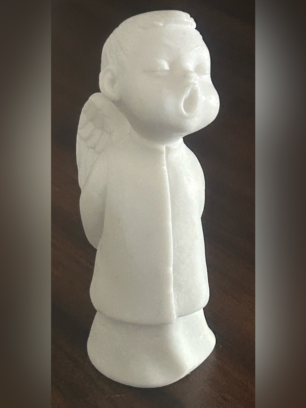 White alabaster singing angel handcrafted in Italy!